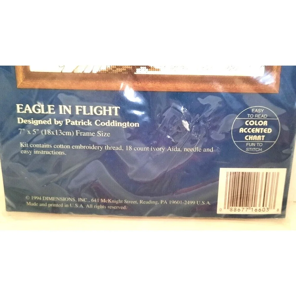 Sunset Jiffy Eagle in Flight Counted Cross Stitch Kit 16603 Vintage‎ 1994 5x7